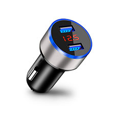 3.1A Car Charger Adapter Dual USB Twin Port Cigarette Lighter USB Charger Universal Fast Charging K03 for Oppo Reno7 Pro 5G Silver
