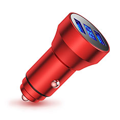 3.4A Car Charger Adapter Dual USB Twin Port Cigarette Lighter USB Charger Universal Fast Charging K06 for Oppo A18 Red