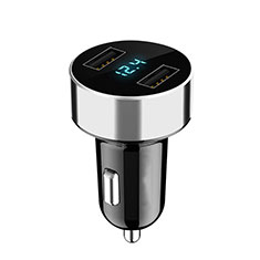4.8A Car Charger Adapter Dual USB Twin Port Cigarette Lighter USB Charger Universal Fast Charging K07 for Oppo Reno8 Z 5G Silver