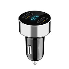 4.8A Car Charger Adapter Dual USB Twin Port Cigarette Lighter USB Charger Universal Fast Charging K07 for Samsung Galaxy S20 Plus 5G Silver