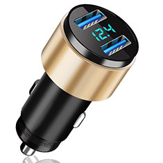 4.8A Car Charger Adapter Dual USB Twin Port Cigarette Lighter USB Charger Universal Fast Charging K10 for Oneplus 12R 5G Gold