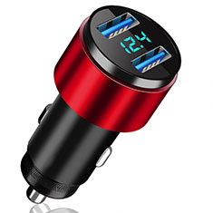 4.8A Car Charger Adapter Dual USB Twin Port Cigarette Lighter USB Charger Universal Fast Charging K10 for Motorola Moto G42 Red