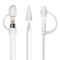 Cap Holder Cover Nib Cover with Lightning Cable Adapter Tether Kits Anti-Lost for Apple Pencil White