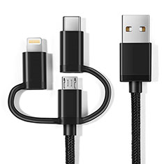 Charger Lightning USB Data Cable Charging Cord and Android Micro USB C01 for Apple iPhone 13 Black
