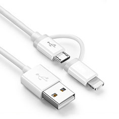 Charger Lightning USB Data Cable Charging Cord and Android Micro USB ML01 White
