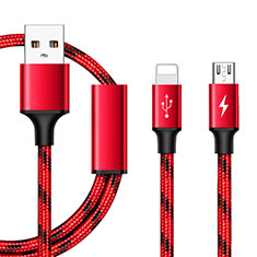 Charger Lightning USB Data Cable Charging Cord and Android Micro USB ML02 for Apple iPhone X Red