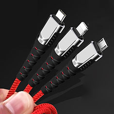 Charger Lightning USB Data Cable Charging Cord and Android Micro USB Type-C 5A H03 for Oppo Reno10 Pro+ Plus 5G Gold
