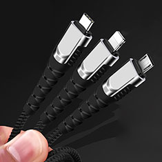 Charger Lightning USB Data Cable Charging Cord and Android Micro USB Type-C 5A H03 for Samsung Galaxy A04s Gold