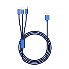 Charger Lightning USB Data Cable Charging Cord and Android Micro USB Type-C ML02 for Apple iPhone X Blue