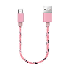 Charger Micro USB Data Cable Charging Cord Android Universal 25cm S05 for Oppo Find X7 Ultra 5G Pink