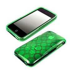 Circle Transparent Gel Soft Cover for Apple iPhone 3G 3GS Green