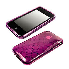 Circle Transparent TPU Soft Case for Apple iPhone 3G 3GS Purple