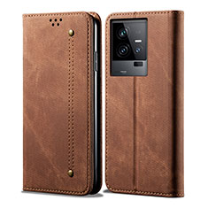 Cloth Case Stands Flip Cover B01S for Vivo iQOO 11 5G Brown