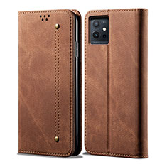 Cloth Case Stands Flip Cover B01S for Vivo iQOO Z6 5G Brown