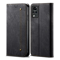 Cloth Case Stands Flip Cover B01S for Vivo V21s 5G Black