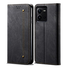 Cloth Case Stands Flip Cover B01S for Vivo V25 5G Black