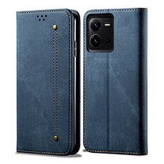 Cloth Case Stands Flip Cover B01S for Vivo V25e Blue
