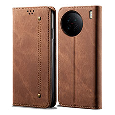 Cloth Case Stands Flip Cover B01S for Vivo X90 5G Brown