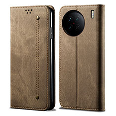 Cloth Case Stands Flip Cover B01S for Vivo X90 5G Khaki