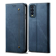 Cloth Case Stands Flip Cover B01S for Vivo Y20 Blue