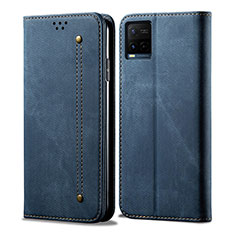 Cloth Case Stands Flip Cover B01S for Vivo Y21 Blue