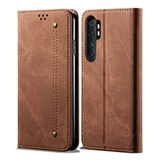 Cloth Case Stands Flip Cover B01S for Xiaomi Mi Note 10 Lite Brown