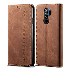 Cloth Case Stands Flip Cover B01S for Xiaomi Redmi 9 Prime India Brown