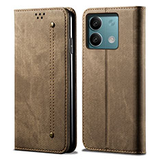 Cloth Case Stands Flip Cover B01S for Xiaomi Redmi Note 13 5G Khaki