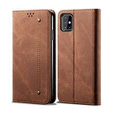 Cloth Case Stands Flip Cover B02S for Samsung Galaxy M31s Brown