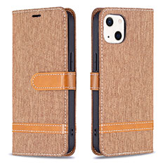 Cloth Case Stands Flip Cover for Apple iPhone 13 Mini Brown