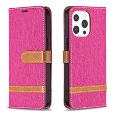 Cloth Case Stands Flip Cover for Apple iPhone 13 Pro Hot Pink