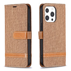 Cloth Case Stands Flip Cover for Apple iPhone 13 Pro Max Brown