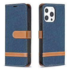 Cloth Case Stands Flip Cover for Apple iPhone 13 Pro Navy Blue
