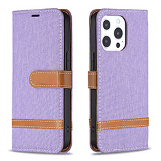 Cloth Case Stands Flip Cover for Apple iPhone 13 Pro Purple