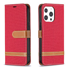 Cloth Case Stands Flip Cover for Apple iPhone 13 Pro Red