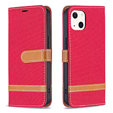 Cloth Case Stands Flip Cover for Apple iPhone 13 Red