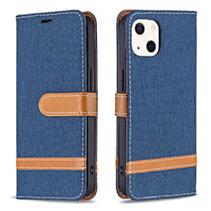 Cloth Case Stands Flip Cover for Apple iPhone 14 Navy Blue