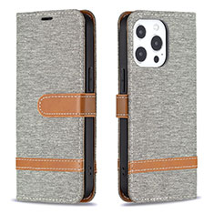 Cloth Case Stands Flip Cover for Apple iPhone 14 Pro Gray