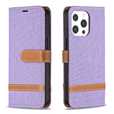 Cloth Case Stands Flip Cover for Apple iPhone 14 Pro Max Purple
