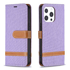 Cloth Case Stands Flip Cover for Apple iPhone 14 Pro Purple