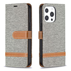 Cloth Case Stands Flip Cover for Apple iPhone 15 Pro Gray