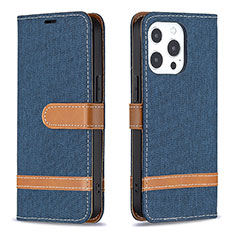 Cloth Case Stands Flip Cover for Apple iPhone 15 Pro Max Navy Blue