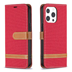 Cloth Case Stands Flip Cover for Apple iPhone 15 Pro Max Red