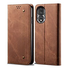 Cloth Case Stands Flip Cover for Huawei Honor 80 5G Brown