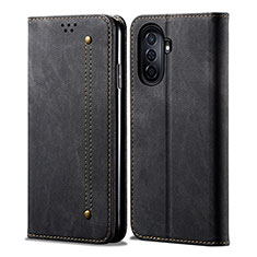 Cloth Case Stands Flip Cover for Huawei Nova Y70 Black
