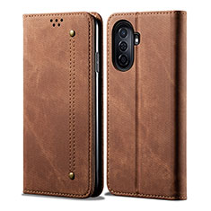 Cloth Case Stands Flip Cover for Huawei Nova Y70 Plus Brown