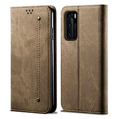 Cloth Case Stands Flip Cover for Huawei P40 Khaki
