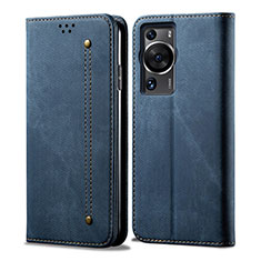 Cloth Case Stands Flip Cover for Huawei P60 Blue