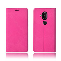 Cloth Case Stands Flip Cover for Nokia 7.1 Plus Hot Pink