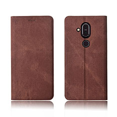 Cloth Case Stands Flip Cover for Nokia X7 Brown